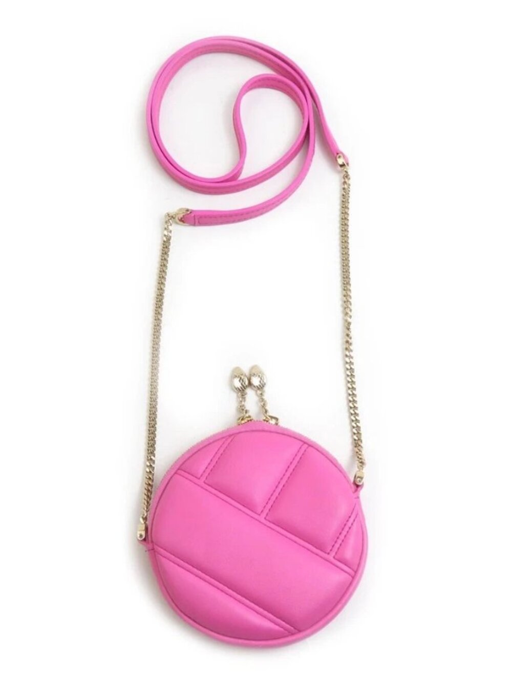 Auth BVLGARI Serpenti Forever Pochette Shoulder Pouch Pink/Gold Leather r11159a